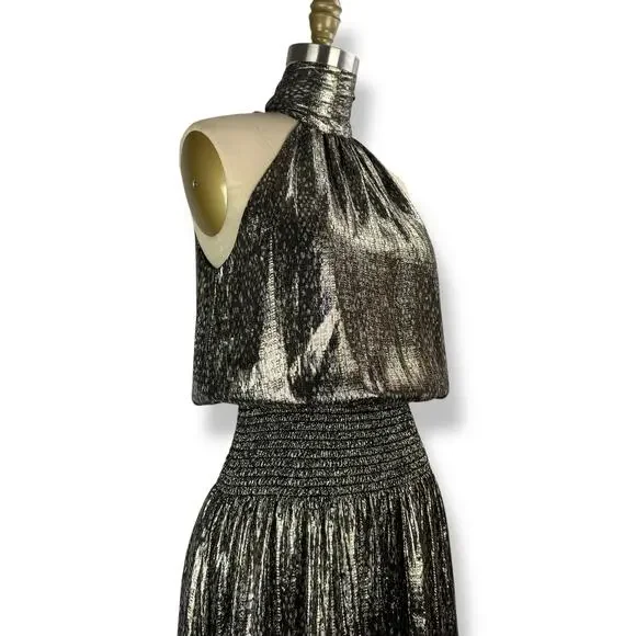 New w/Tags RAMY BROOK NEW YORK silk metallic snakeskin print evening dress gown - Picture 8 of 17